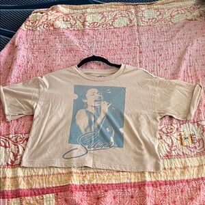 Selena Graphic Beige Crop Top